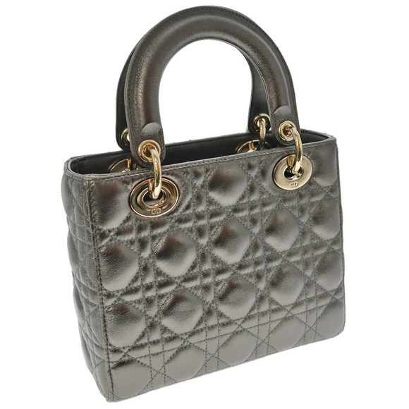 Dior Metallic Calfskin  Lady Gray - Picture 1 of 14
